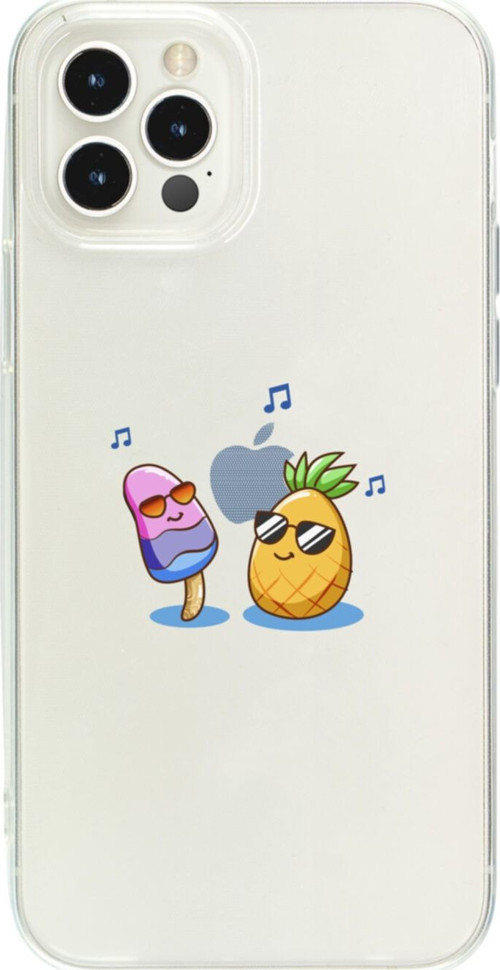 Iphone 12 Pro Dondurma Ve Ananas Şeffaf Telefon Kılıfı