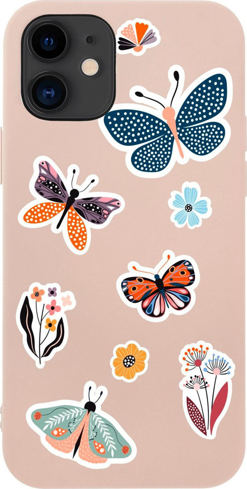 İphone 12 Butterfly Valley Tasarımlı Pembe Telefon Kılıfı