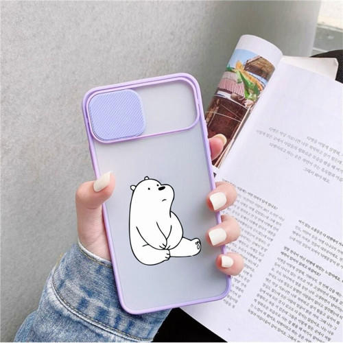 Iphone 11 Pro Bear Desenli Kamera Korumalı Lila Telefon Kılıfı