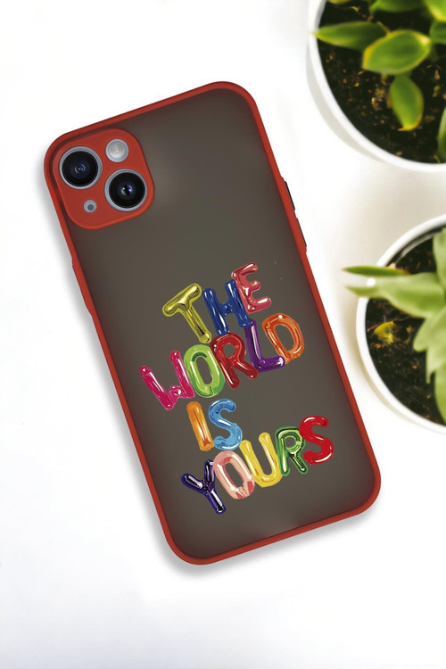 İphone 14 Plus Uyumlu The World Desenli Buzlu Şeffaf Lüx Telefon Kılıfı