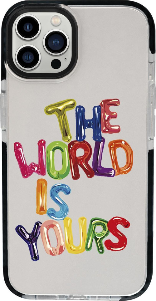İphone 15 Pro Uyumlu The World Desenli Candy Bumper Darbe Emci Silikonlu Telefon Kılıfı