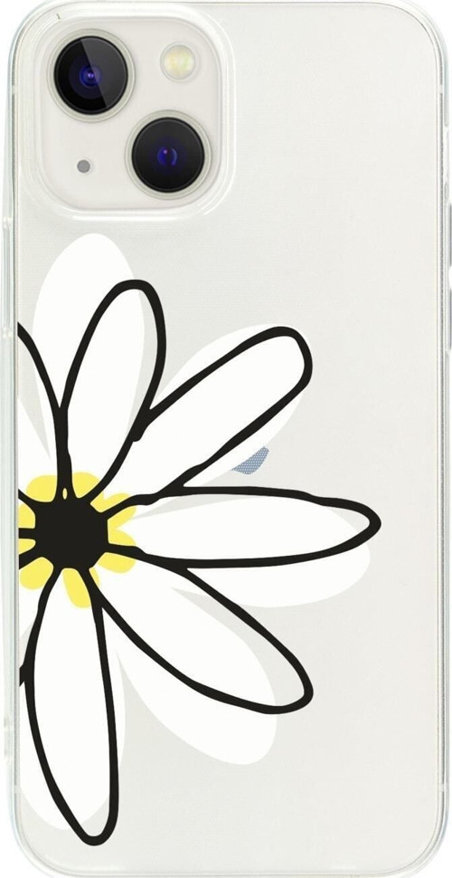 İphone 15 Papatya Desenli Şeffaf Telefon Kılıfı