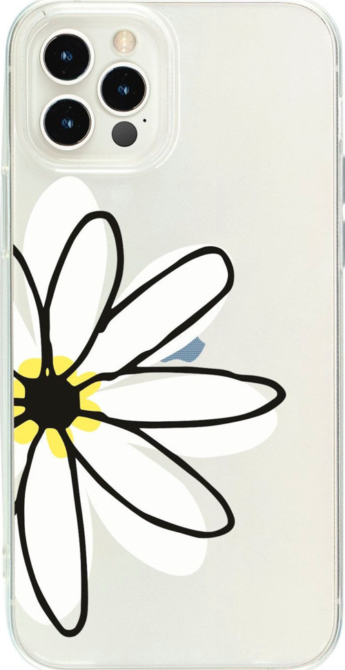 Iphone 12 Pro Max Papatya Desenli Şeffaf Telefon Kılıfı