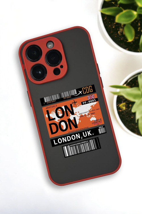 İphone 14 Pro Max Uyumlu London Yaprak Desenli Buzlu Şeffaf Lüx Telefon Kılıfı