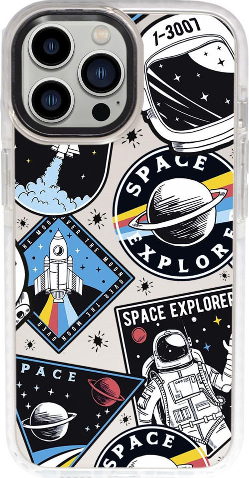İphone 15 Pro Max Uyumlu Space Desenli Candy Bumper Darbe Emci Silikonlu Telefon Kılıfı