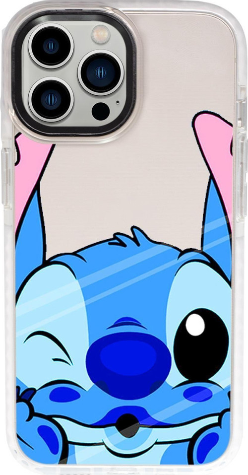 İphone 15 Pro Max Uyumlu Stitch Desenli Candy Bumper Darbe Emci Silikonlu Telefon Kılıfı