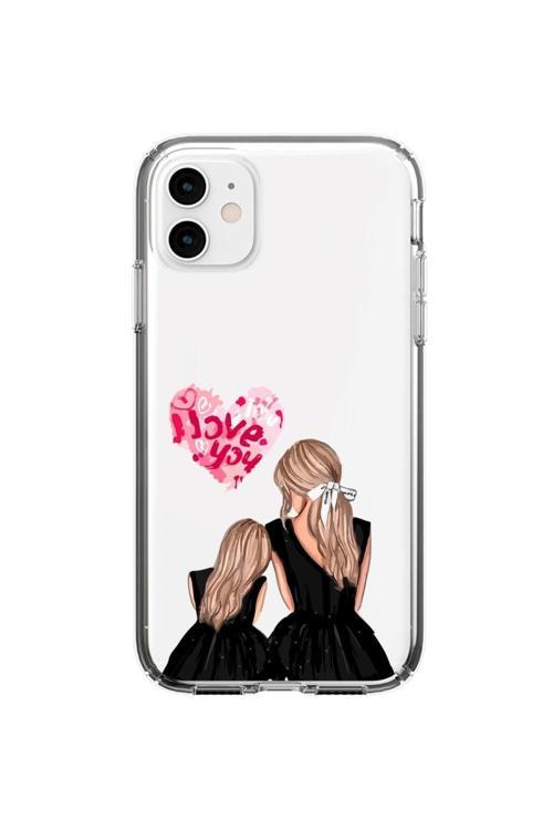 Iphone 11 Uyumlu Şeffaf Baskılı Anne Kız Aşk Kılıf