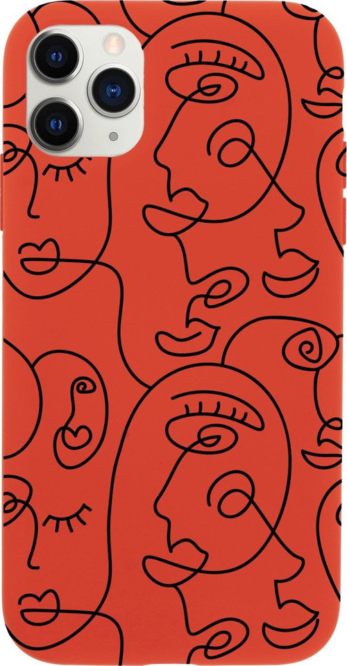 Iphone 11 Pro Face Art Premium Kırmızı Lansman Silikonlu Kılıf