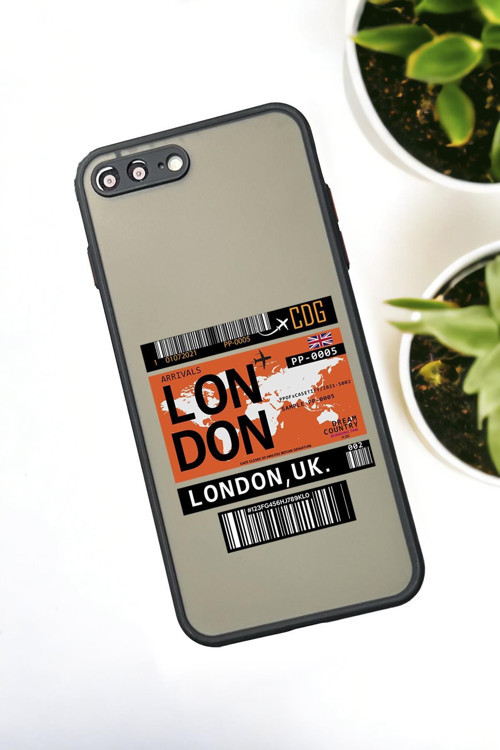 İphone 7 Plus Uyumlu London Yaprak Desenli Buzlu Şeffaf Lüx Telefon Kılıfı