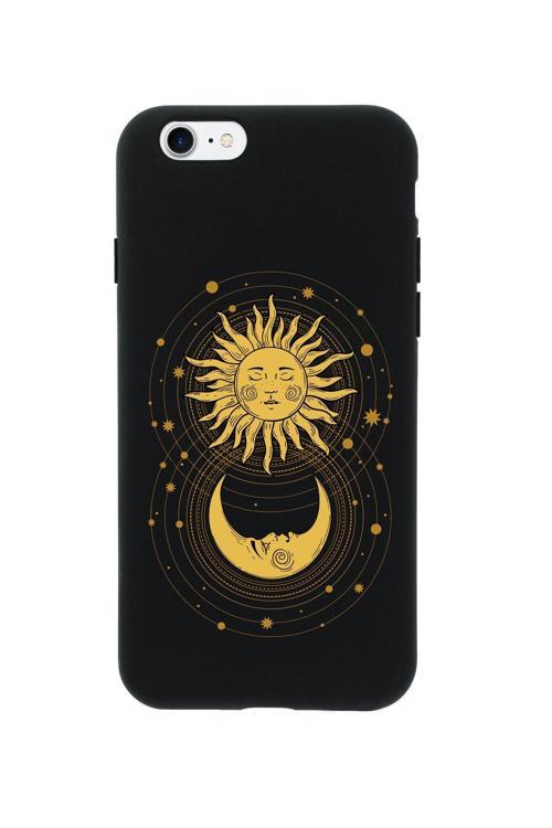 İphone Se Uyumlu Moon And Sun Premium Siyah Lansman Silikonlu Kılıf