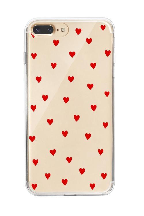 İphone 8 Plus Uyumlu Sevimli Kalpler Premium Şeffaf Silikon Kılıf