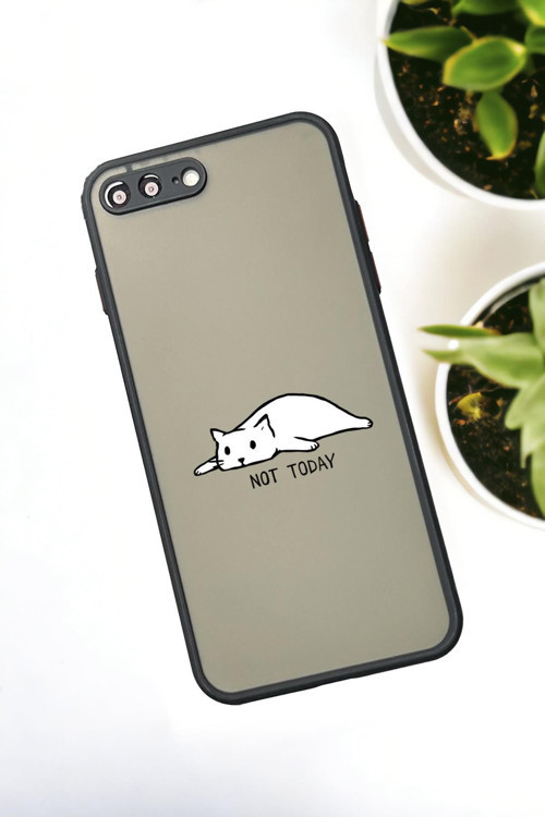 İphone 7 Plus Uyumlu Not Today Desenli Buzlu Şeffaf Lüx Telefon Kılıfı