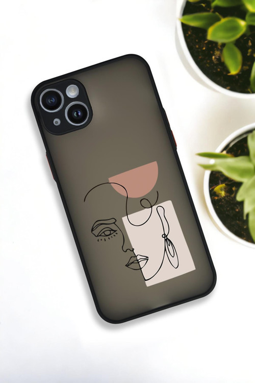 İphone 14 Plus Uyumlu Women Art Desenli Buzlu Şeffaf Lüx Telefon Kılıfı