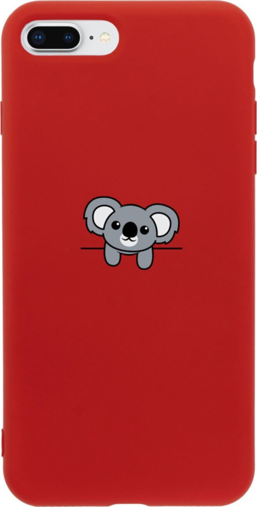 İphone 8 Plus Koala Tasarımlı Kırmızı Telefon Kılıfı