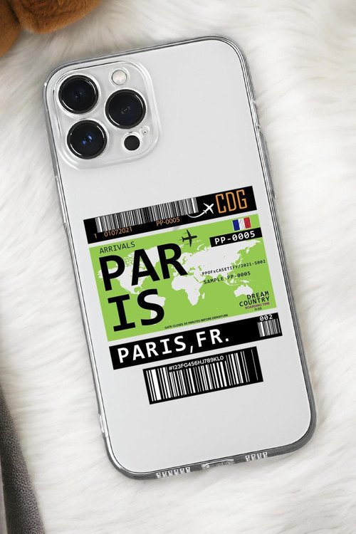 İphone 15 Uyumlu Paris Ticket Desenli Premium Silikonlu Şeffaf Telefon Kılıfı