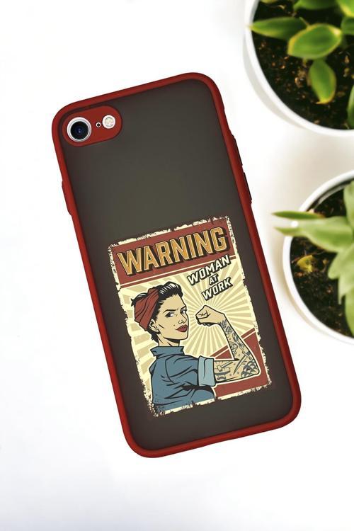 İphone Se 2020 Uyumlu Women At Work Desenli Buzlu Şeffaf Lüx Telefon Kılıfı