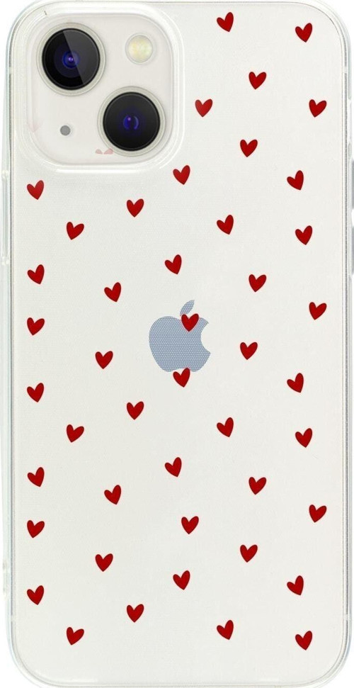 İphone 14 Plus Minik Kalpler Desenli Şeffaf Telefon Kılıfı