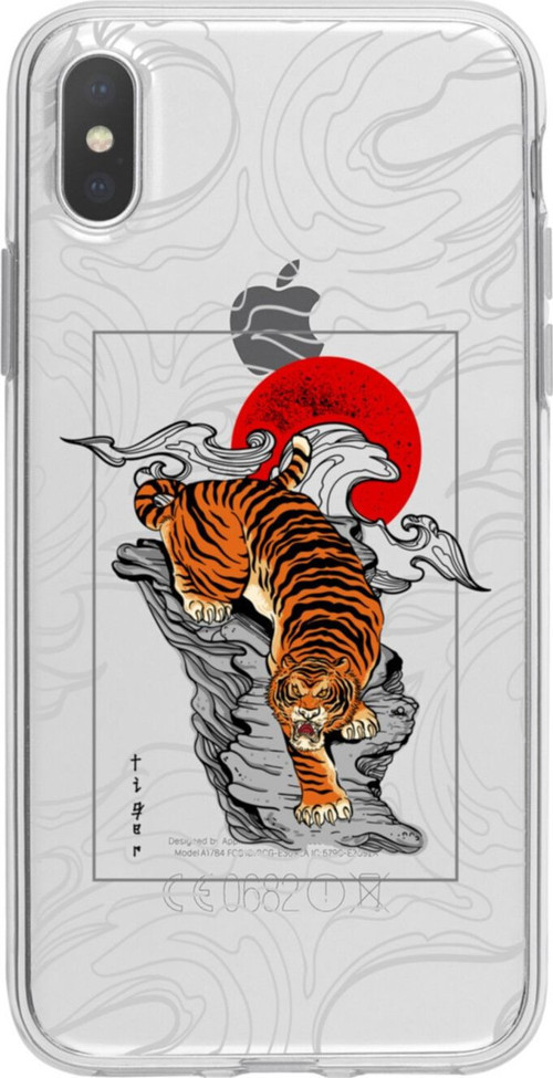 İphone Xs Tiger Tasarımlı Şeffaf Telefon Kılıfı