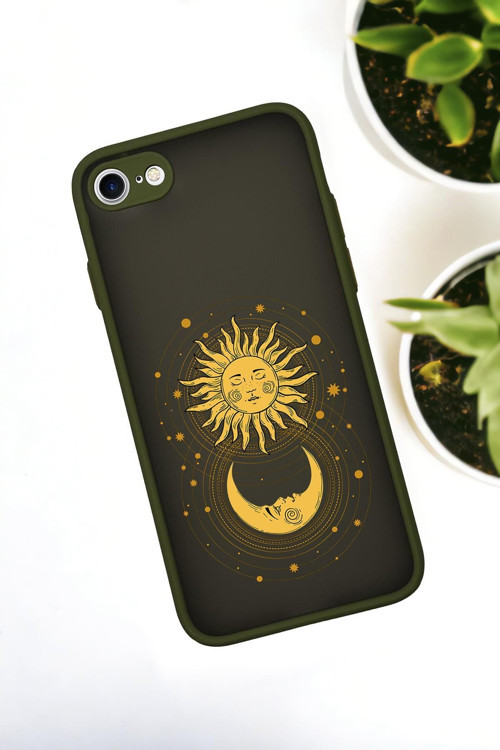 İphone Se 2020 Uyumlu Moon And Sun Desenli Buzlu Şeffaf Lüx Telefon Kılıfı