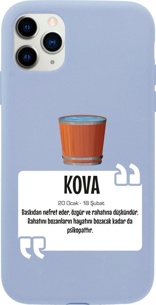 Iphone 11 Pro Kova Burcu Tasarımlı Lila Telefon Kılıfı