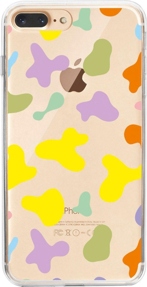 İphone 8 Plus Renkli Inek Desenli Şeffaf Telefon Kılıfı