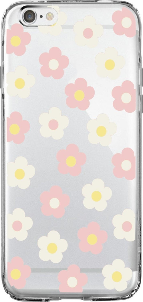 İphone 6S Uyumlu Minik Çiçekler Desenli Premium Şeffaf Silikon Kılıf