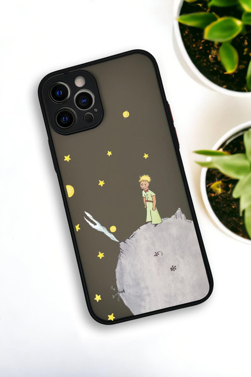 İphone 12 Pro Uyumlu Küçük Prens Desenli Buzlu Şeffaf Lüx Telefon Kılıfı
