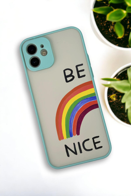 İphone 12 Uyumlu Be Nice Desenli Buzlu Şeffaf Lüx Telefon Kılıfı