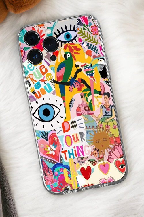 İphone 15 Uyumlu Fun Desenli Premium Silikonlu Şeffaf Telefon Kılıfı