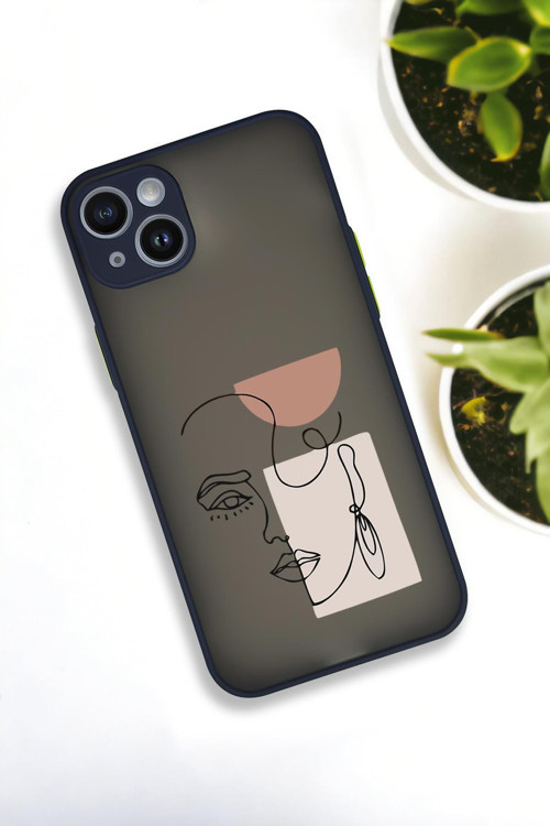 İphone 14 Plus Uyumlu Women Art Desenli Buzlu Şeffaf Lüx Telefon Kılıfı