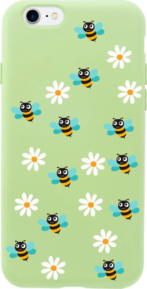 İphone 8 Bee Etiket Tasarımlı Yeşil Telefon Kılıfı