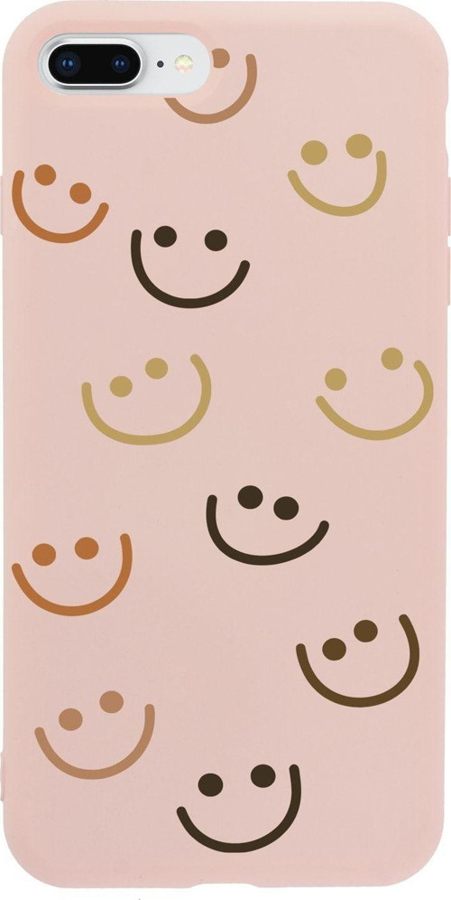 İphone 8 Plus Smile Premium Silikonlu Pembe Telefon Kılıfı