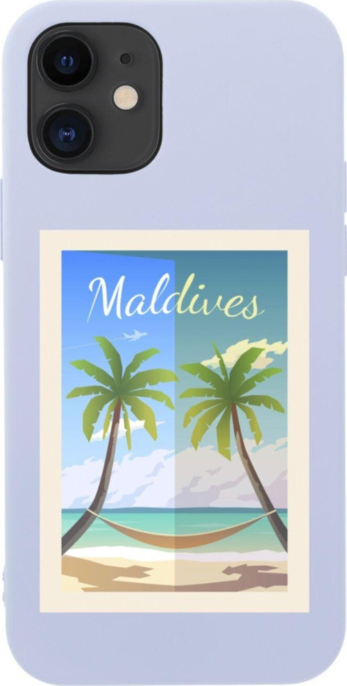 İphone 12 Maldives Tasarımlı Lila Telefon Kılıfı