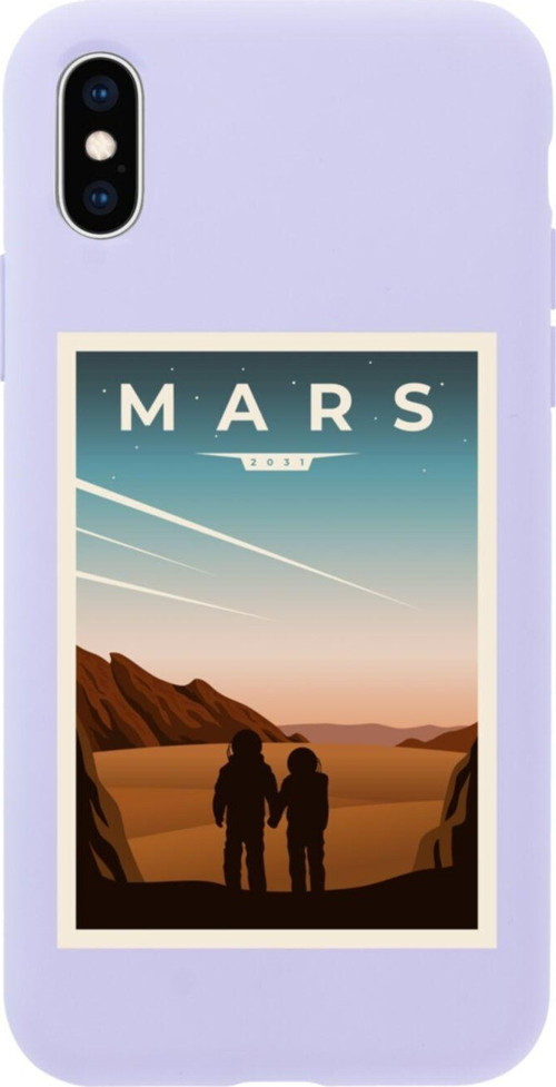 İphone Xs Mars Tasarımlı Lila Telefon Kılıfı