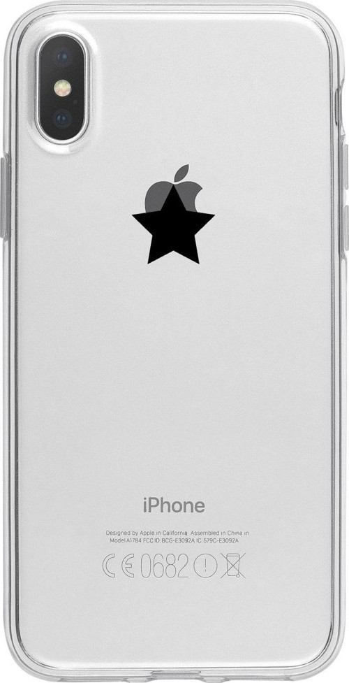 İphone Xs Siyah Tek Yıldız Desenli Şeffaf Telefon Kılıfı