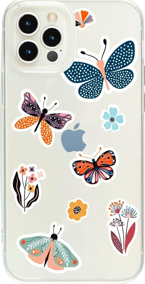 İphone 15 Pro Max Butterfly Valley Desenli Şeffaf Telefon Kılıfı