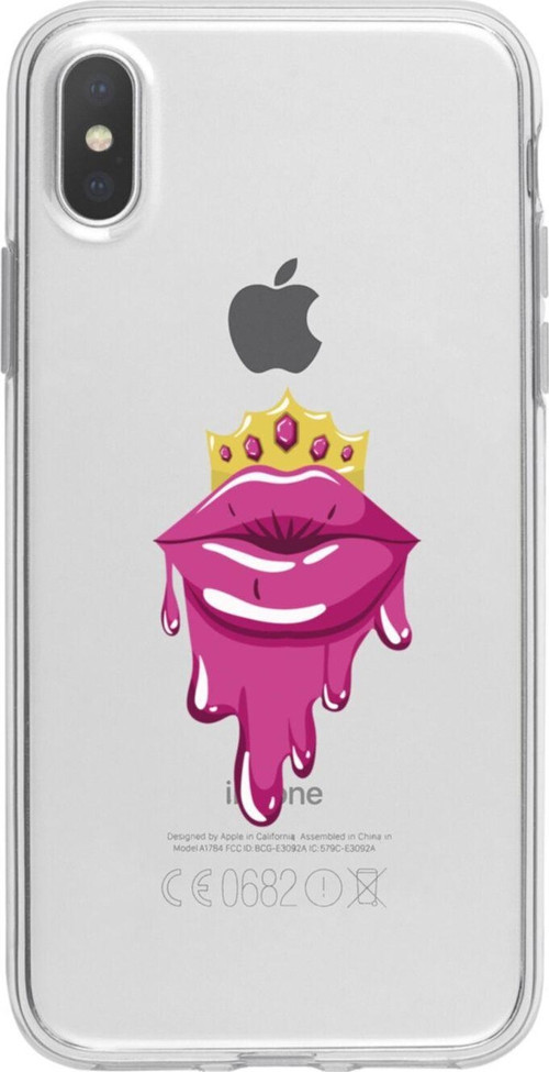 İphone X Princess Lip Şeffaf Telefon Kılıfı