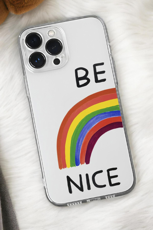 İphone 15 Uyumlu Be Nice Desenli Premium Silikonlu Şeffaf Telefon Kılıfı