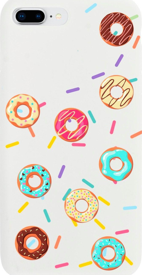 İphone 7 Plus Donuts Tasarımlı Beyaz Telefon Kılıfı