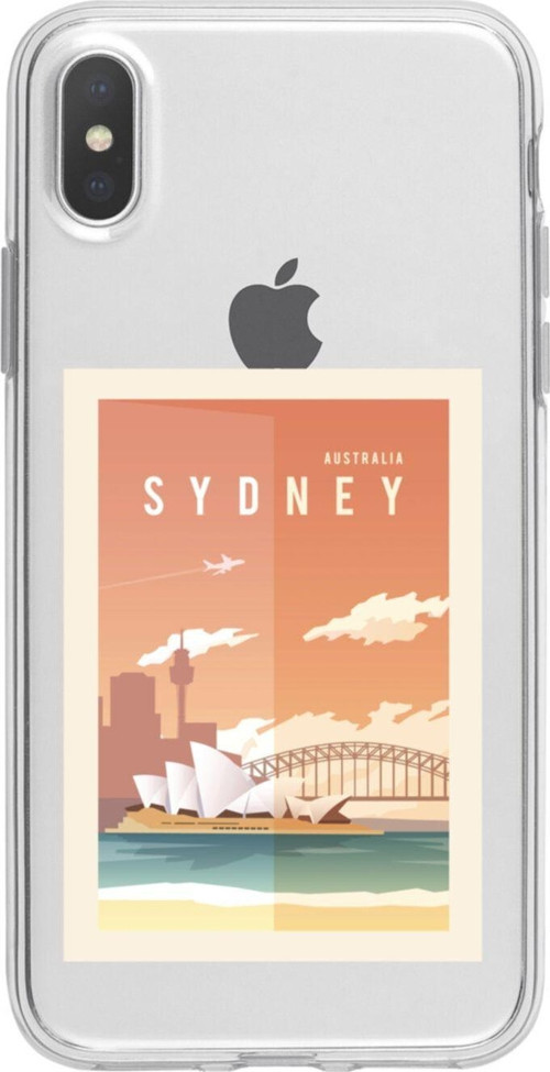 İphone Xs Mx Sydney Australia Tasarımlı Şeffaf Telefon Kılıfı