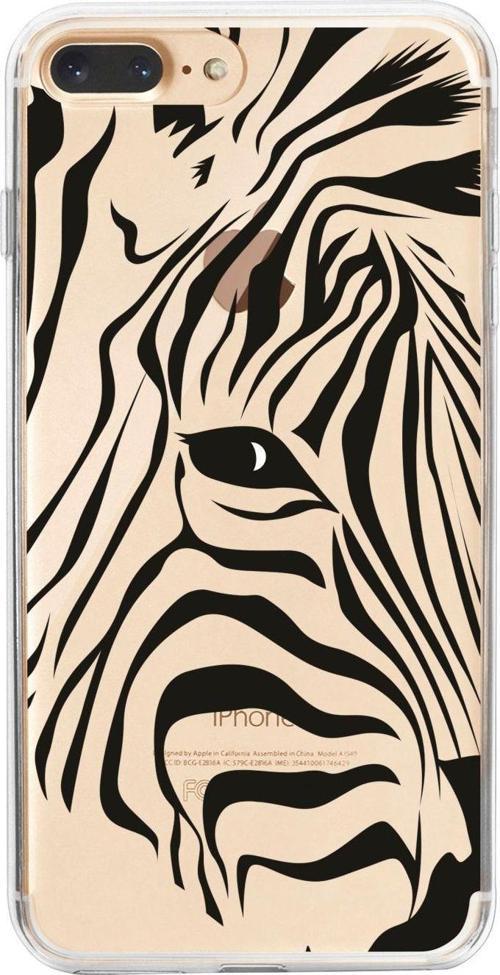 İphone 8 Plus Zebra Head Desenli Şeffaf Telefon Kılıfı