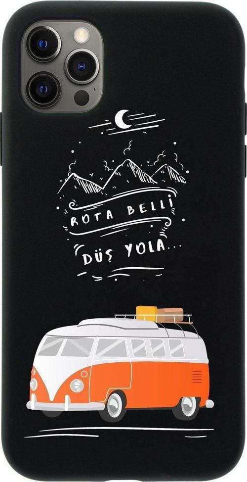 Iphone 12 Pro Rota Belli Premium Siyah Lansman Silikonlu Kılıf