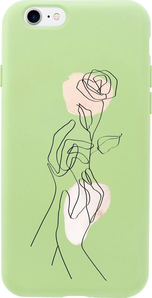 İphone 8 Hands Holding Roses Tasarımlı Yeşil Telefon Kılıfı