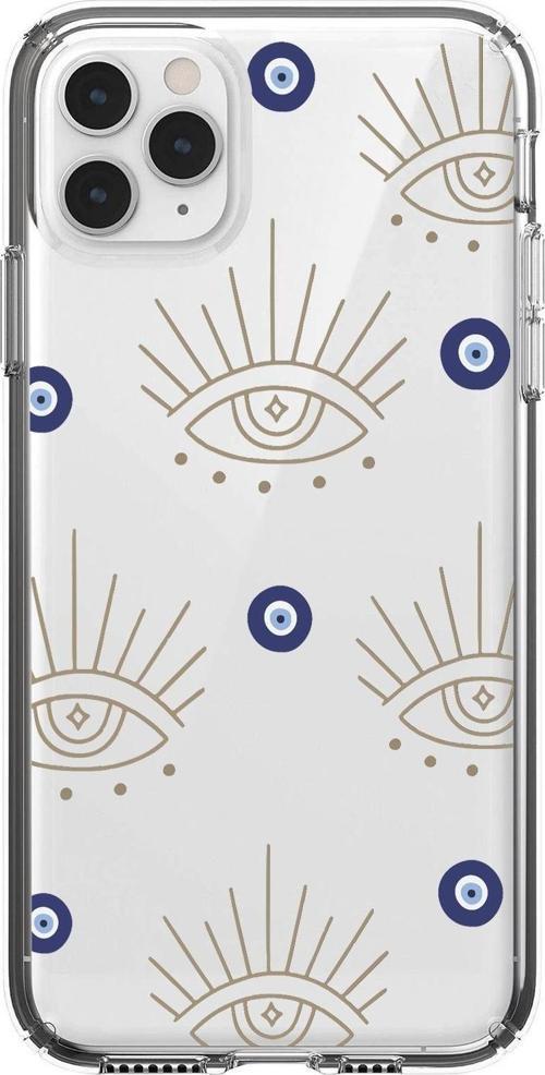 İphone 11 Pro Max Uyumlu Evil Eye Desenli Premium Şeffaf Silikon Kılıf