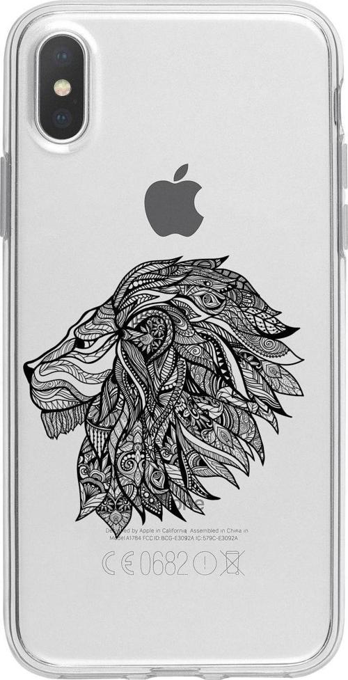 İphone Xs Max Çizim Aslan Desenli Şeffaf Telefon Kılıfı