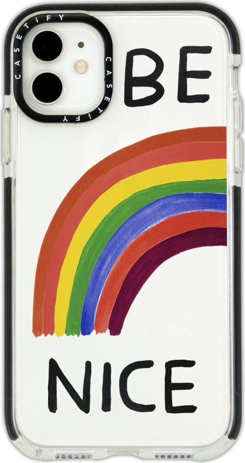 İphone 12 Casetify Be Nice Desenli Anti Shock Premium Silikonlu Siyah Kenar Detaylı Telefon Kılıfı