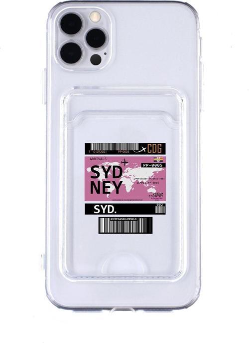Iphone 11 Pro Max Uyumlu Sydney Ticket Desenli Şeffaf Kamera Korumalı Ve Kartlıklı Telefon Kılıfı
