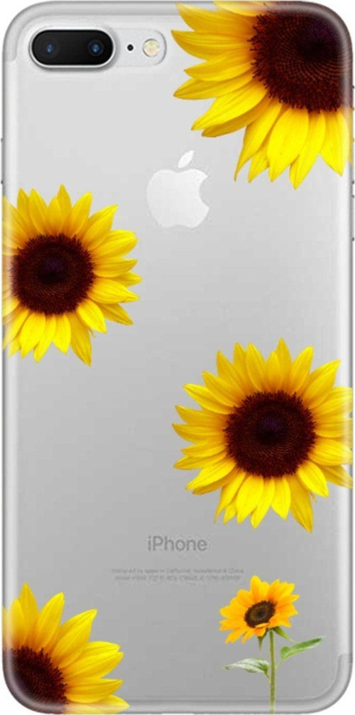 Ayçiçeği Desenli İphone 8 Plus Şeffaf Telefon Kılıfı