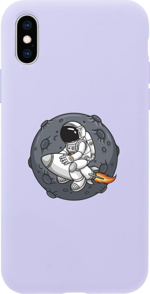 İphone Xs Gezegen Ve Astronot Tasarımlı Lila Telefon Kılıfı