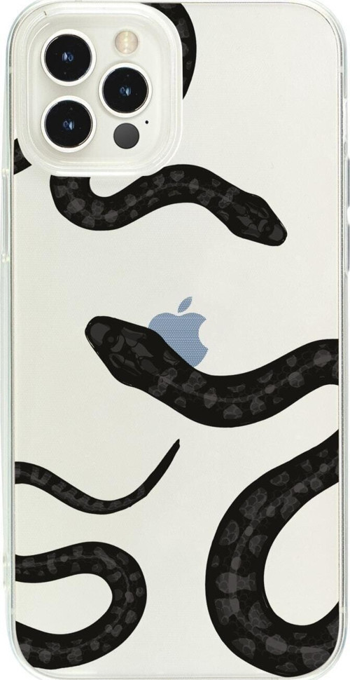 İphone 15 Pro Yılan Desenli Şeffaf Telefon Kılıfı